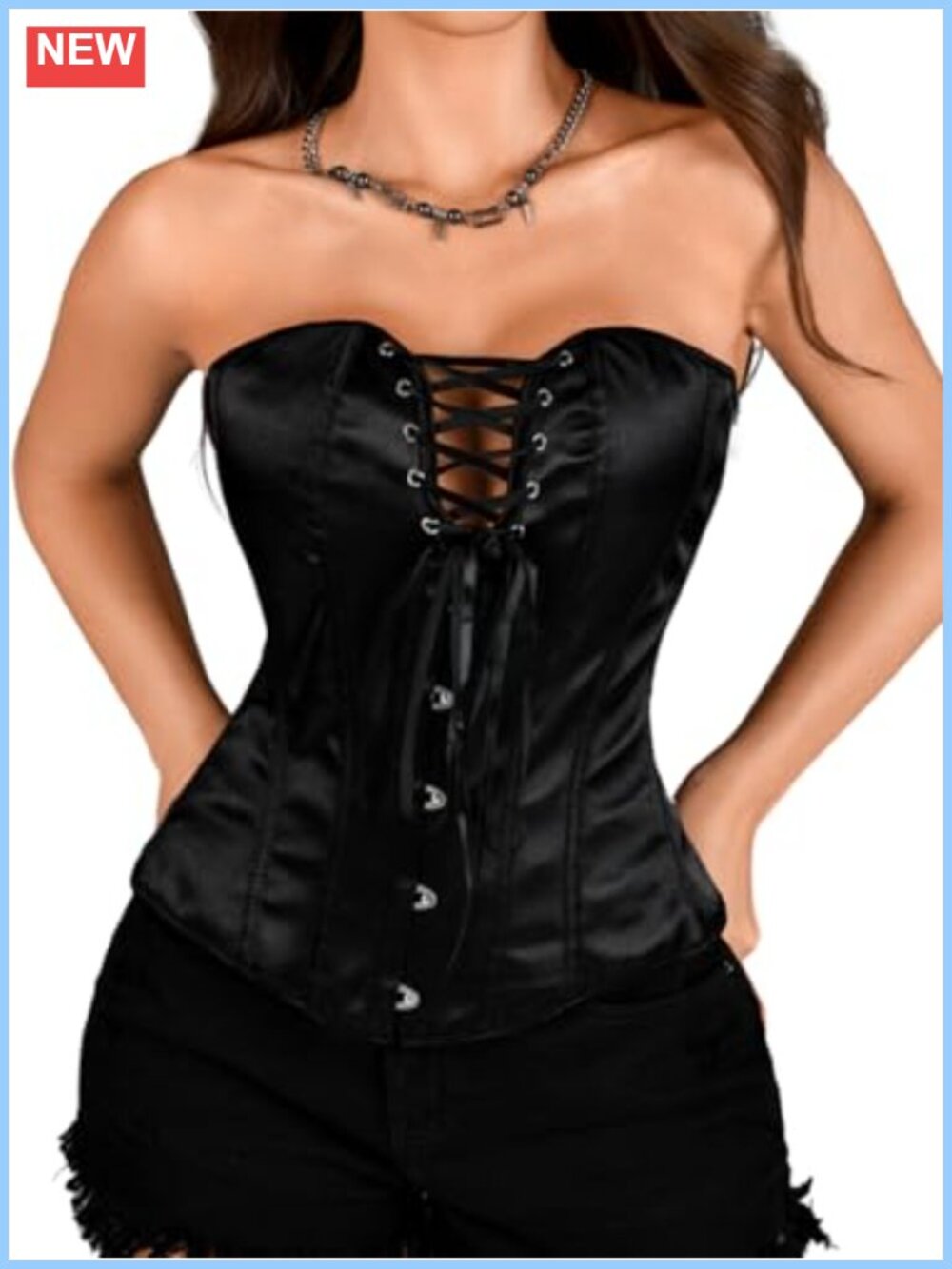 Satin Criss-Cross Corset Lace-Up Back Body Shaping Gothic
